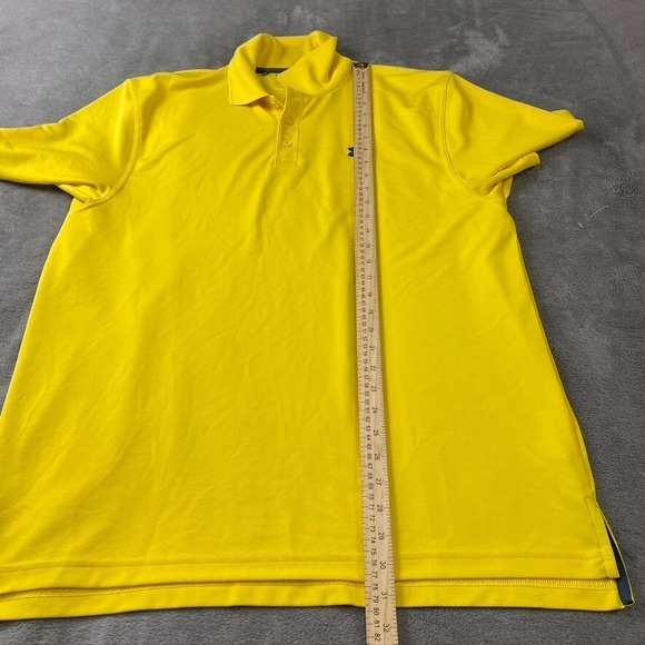 Under Armour Shirt Mens L Yellow Heat Gear Short Sleeve Golf Polo Sports Loose - Picture 4 of 10